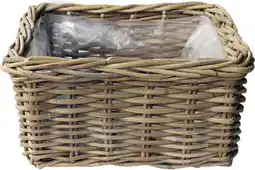 Intratuin Van der Leeden plantenmand rotan grijs 20 x 20 x 10 cm aanbieding