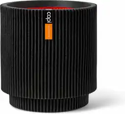 Intratuin Capi Europe bloempot Groove zwart D 35,6 H 38 cm aanbieding