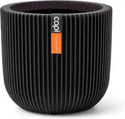 Intratuin Capi Europe bloempot Groove zwart D 8 H 6 cm aanbieding