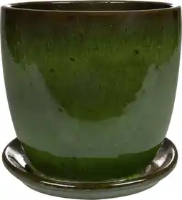 Intratuin TS bloempot met schotel Rico groen D 22 H 20 cm aanbieding
