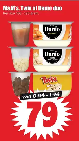 Dirk M&M's, Twix of Danio duo aanbieding