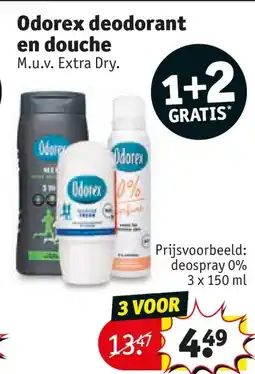 Kruidvat Odorex deodorant en douche aanbieding