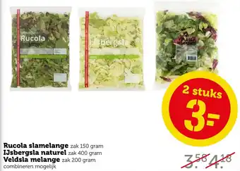 Coop Rucola slamelange, IJsbergsla naturel, Veldsla melange aanbieding