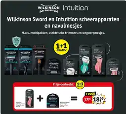Kruidvat Wilkinson Sword en Intuition scheerapparaten en navulmesjes aanbieding