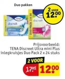 Kruidvat TENA Discreet Ultra mini Plus inlegkruisjes aanbieding