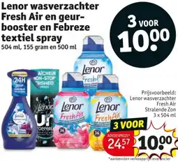 Kruidvat Lenor wasverzachter Fresh Air and geurbooster en Febreze textiel spray aanbieding