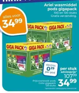 Trekpleister Ariel wasmiddel pods gigapack aanbieding