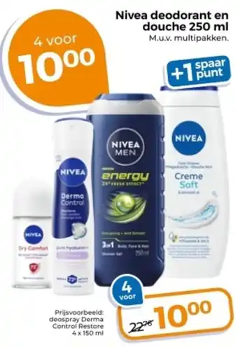 Trekpleister Nivea deodorant en douche aanbieding