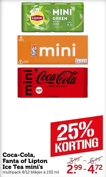 Coop Coca-Cola, Fanta of Lipton Ice Tea mini's 150ml aanbieding