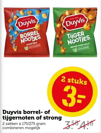 Coop Duyvis borrel- of tijgernoten of strong 175/275g aanbieding