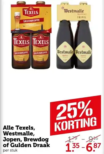 Coop Alle Texels, Westmalle, Jopen, Brewdog of Gulden Draak aanbieding