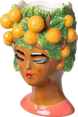 Intratuin Intratuin bloempot Vrouw met sinaasappels bruin 22 x 22 x 36 cm aanbieding