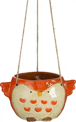 Intratuin Mica Decorations hangpot Bella vogel oranje 19 x 14 x 10 cm aanbieding