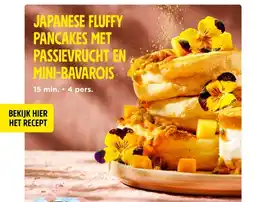 Jumbo Japanese fluffy pancakes met passievrucht en mini-bavarois aanbieding