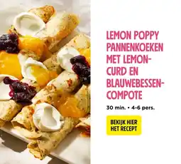 Jumbo Lemon poppy pannenkoeken met lemon- curd en blauwebessen- compote aanbieding
