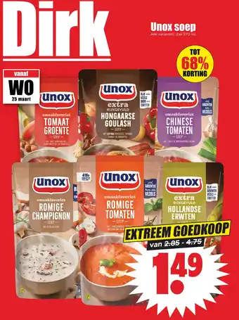Dirk Unox soep aanbieding