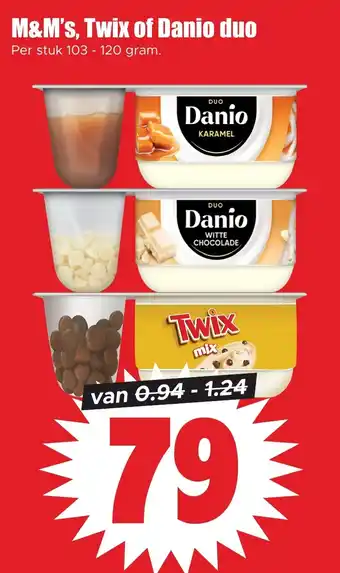 Dirk M&M's, Twix of Danio duo aanbieding