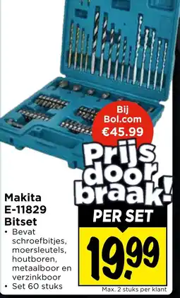 Vomar Voordeelmarkt Makita E-11829 Bitset aanbieding