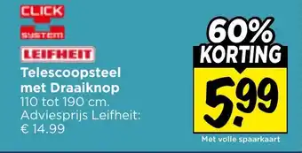 Vomar Voordeelmarkt Telescoopsteel met Draaiknop aanbieding