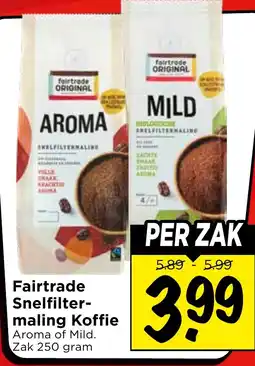Vomar Voordeelmarkt Fairtrade Snelfilter- maling Koffie aanbieding