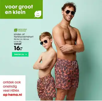 HEMA Kinder- Of Herenzwemshort aanbieding