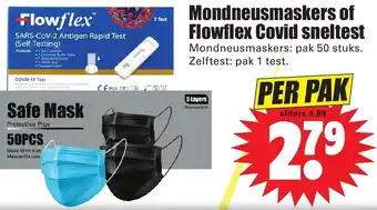 Dirk Mondneusmaskers of Flowflex Covid sneltest aanbieding