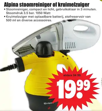 Dirk Alpina stoomreiniger of kruimelzuiger aanbieding