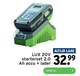 GAMMA LUX 20V starterset 2.0 Ah accu + lader aanbieding