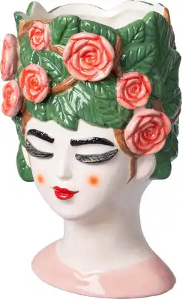 Intratuin Intratuin bloempot Vrouw met rozen roze 13 x 13 x 21 cm aanbieding