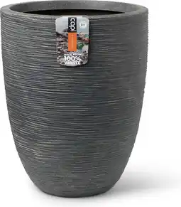 Intratuin Capi Europe bloempot Waste Rib antraciet D 34 H 46 cm aanbieding