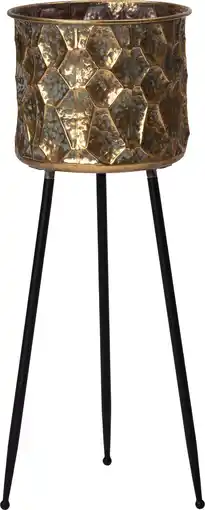 Intratuin Intratuin bloempot op poten Milo goud / groen D 28 x H 76 cm aanbieding