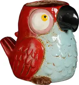 Intratuin Mica Decorations bloempot Rio papegaai rood 18 x 13,5 x 15 cm aanbieding