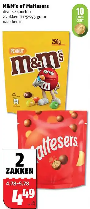 Poiesz M&M's of Maltesers aanbieding