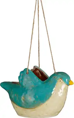 Intratuin Mica Decorations hangpot Bella vogel blauw 22,5 x 13,5 x 13,5 cm aanbieding