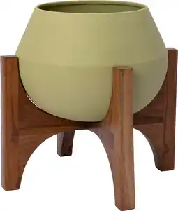 Intratuin Intratuin bloempot op poten Ambre groen D 28 H 34 cm aanbieding