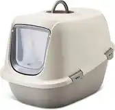 Wehkamp Savic kattenbak Happy Planet Leo met Rand Mocca / Warmgrijs 64 x 46 x 45 cm aanbieding