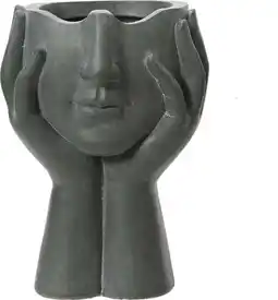 Intratuin Decoris bloempot Gezicht antraciet 27 x 22 x 22 cm aanbieding