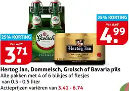 Hoogvliet Hertog Jan, Dommelsch, Grolsch of Bavaria pils aanbieding