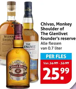 Hoogvliet Chivas, Monkey Shoulder of The Glenlivet founder's reserve aanbieding
