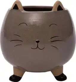 Intratuin Intratuin bloempot op poten Kat grijs D 14,5 H 15 cm aanbieding