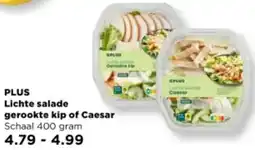 PLUS PLUS Lichte salade gerookte kip of Caesar aanbieding
