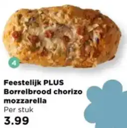PLUS Feestelijk PLUS Borrelbrood chorizo mozzarella aanbieding
