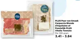 PLUS PLUS Puur van Smaak Carpaccio Blonde d'Aquitaine of Feestelijk PLUS Vitello Tonnato aanbieding
