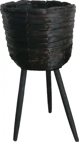 Intratuin Intratuin plantenmand op poten Wolter zwart D 30 H 59 cm aanbieding