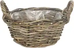 Intratuin Van der Leeden plantenmand rotan grijs D 26 H 12 cm aanbieding