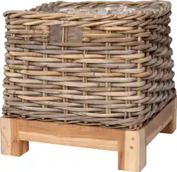 Intratuin Intratuin plantenmand op voet Kobo naturel 28 x 28 x 28 cm aanbieding