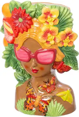 Intratuin Intratuin bloempot Flora Valencia bruin 12,5 x 8,7 x 18,5 cm aanbieding