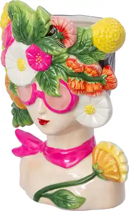 Intratuin Intratuin bloempot Flora Sanaa beige 13,8 x 18,6 x 18 cm aanbieding