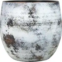 Intratuin Floran bloempot Fleur bruin / wit D 27 H 25 cm aanbieding