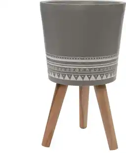 Intratuin Intratuin bloempot op poten Bregje grijs D 35,5 H 55 cm aanbieding